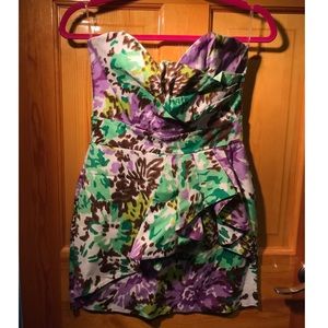 Strapless Floral Pattern Dress